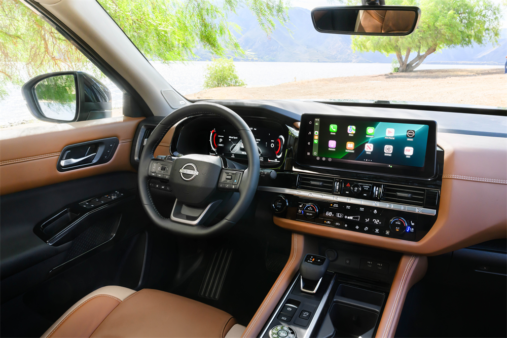 The 12.3-inch touchscreen and digital instrument cluster inside the 2026 Nissan Pathfinder